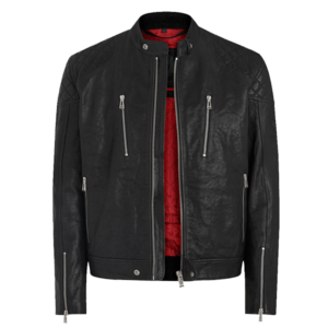Black Calfskin Motorcycle Leather Jacket
