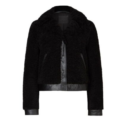 Black Real Shearling Leather Womens Jacket