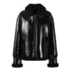 Black Shining Oversized Womens Shearling Leather Jacket