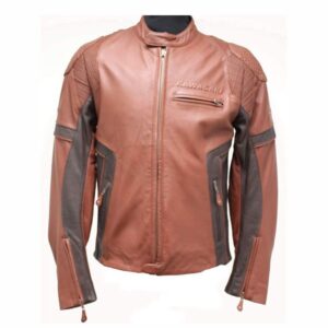 Brown Kawasaki Motorcycle Leather jacket Mens