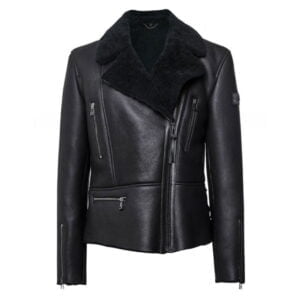 High Quality Black Shearling Womens Leather Jacket