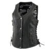 Ladies Paisley Black Leather Vest with Side Lace Adjustment