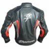 Men Handmade Hayabusa Suzuki Black Cowhide Racing Motorcycle Leather Jacket