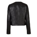 O-Neck Collar Motorcycle Leather Biker Jacket
