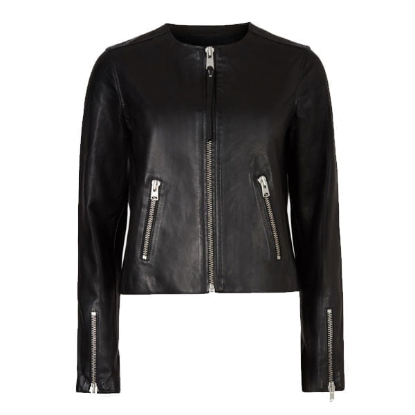 O-Neck-Collar-Motorcycle-Leather-Biker-Jacket O-Neck Collar Motorcycle Leather Biker Jacket