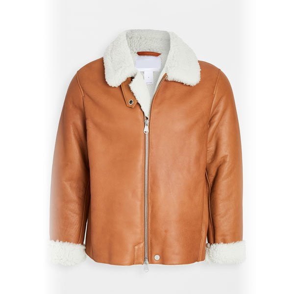 Orange Color Mens Leather Fur Jacket