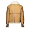 Shearling-Trim Shirt Leather Jacket