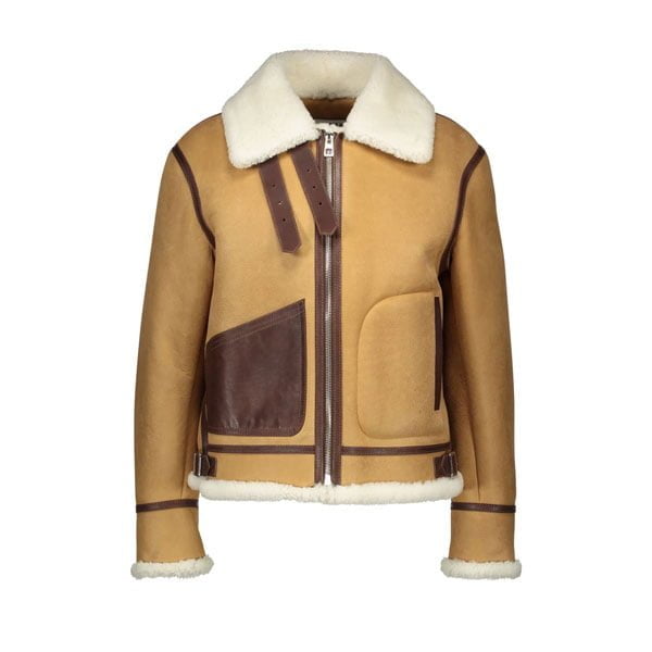 Shearling-Trim Shirt Leather Jacket