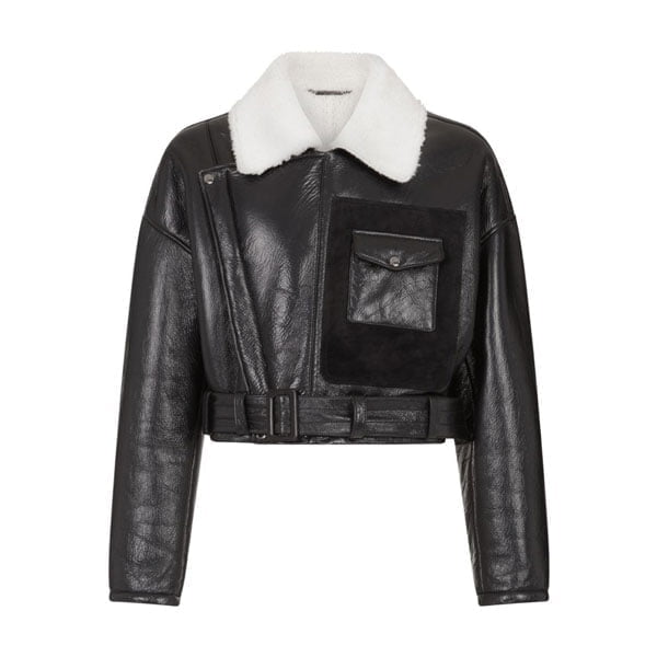 Shearling-Trim-Shirt-Leather-Jacket Shearling Aviator leather coat