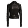 Women Black Jacket Motor biker Genuine Leather Jacket With Silver Studs Slim Fit