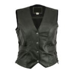 Womens Ladies Leather Waistcoat Motorcycle Biker Motorbike Fitted Cut With Laces