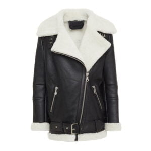 Black Keep Warm Winter Leather Shearling Jacket