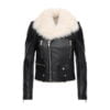 Black Ladies Winter Leather Shearling Jacket