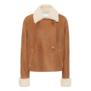 Brown Womens Shearling Leather Coat Jacket