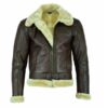 Mens Air Force Pilot Flight Aviator Fur Bomber Brown Genuine Leather Jacket