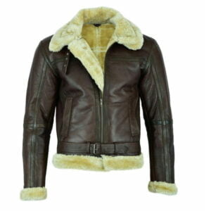 Mens Air Force Pilot Flight Aviator Fur Bomber Brown Genuine Leather Jacket