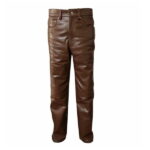 Mens Real Cowhide Leather Pant Brown