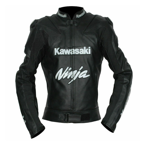 New Handmade Kawasaki Black Racing Motorcycle Leather Jacket Ce Approved