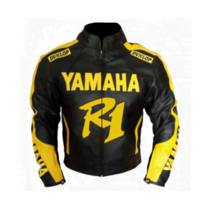YZF Yamaha R1 R6 Motorbike Men's BLack Yellow Leather Jacket